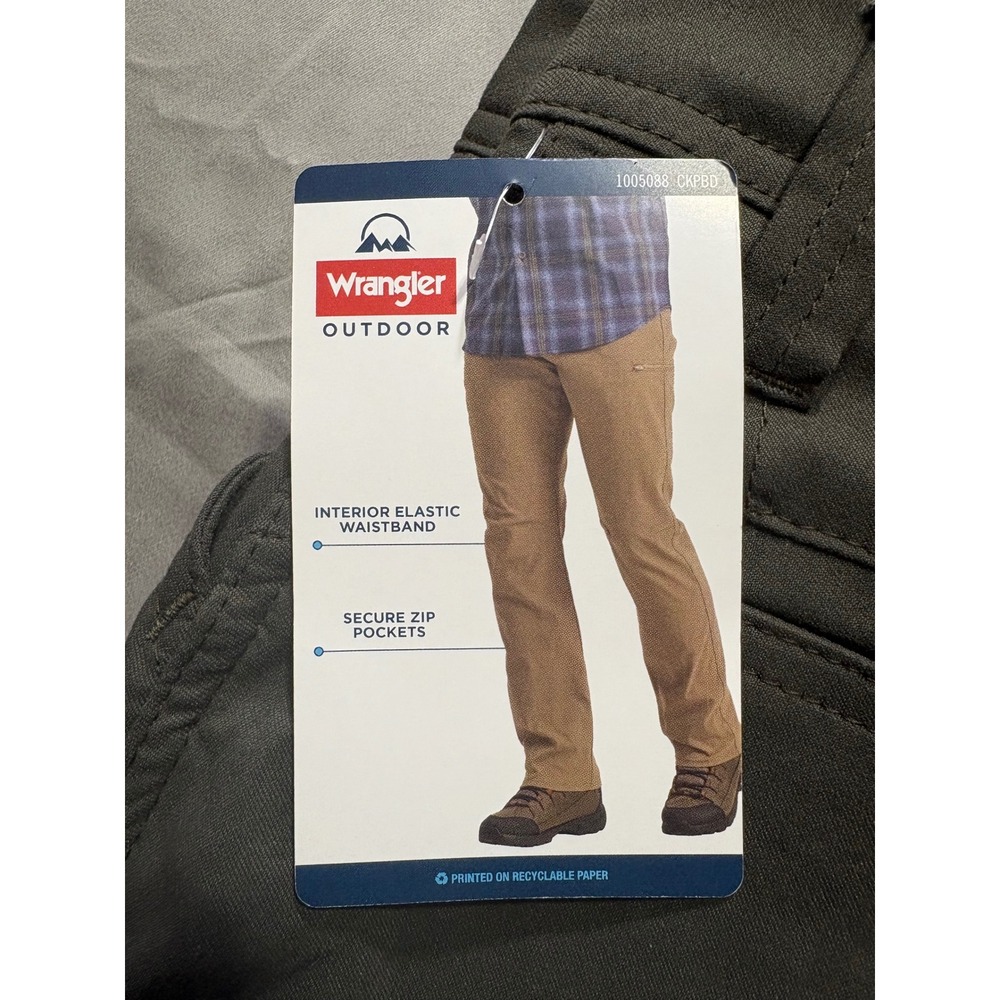 Wrangler Outdoor All Terrain Cargo Pants Mens 40x30 Straight Fit Olive Green NEW